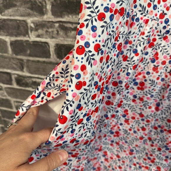Draper James Maddie Babydoll Dress in Berry Print white red floral mini - Picture 7 of 14